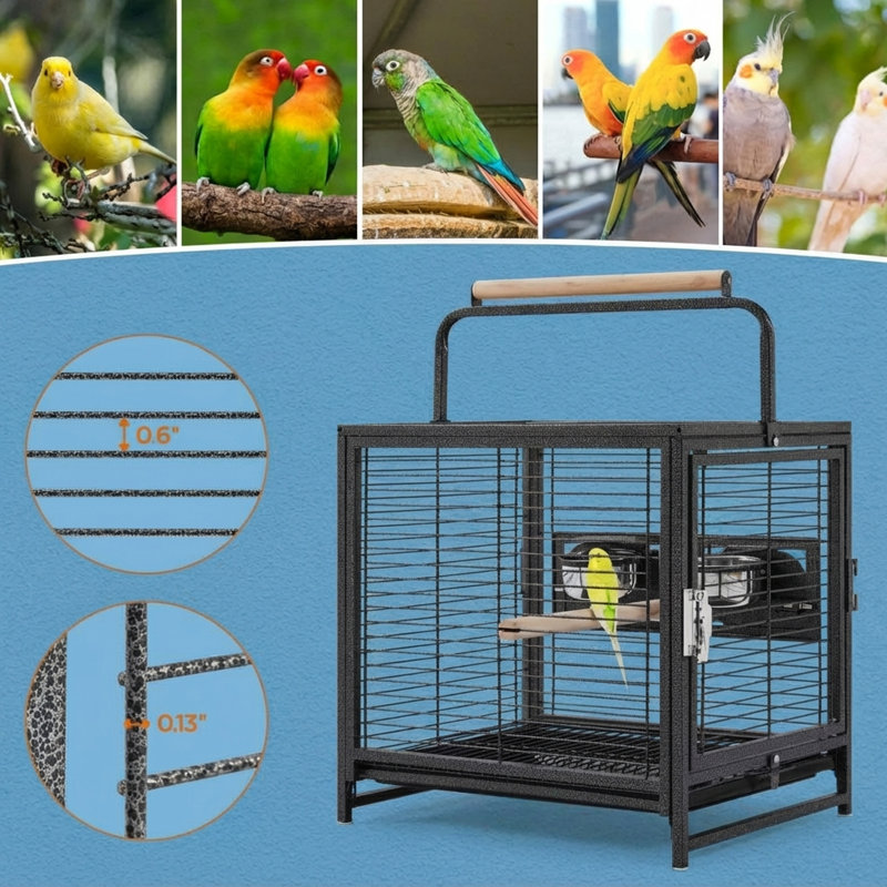 Tucker Murphy Pet™ Bird Travel Carrier Cage, 19Inch Wrought Iron